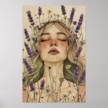 Impressão de Arte de Menina Cottagecore Estética