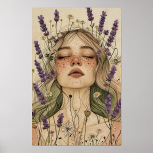 Impressão de Arte de Menina Cottagecore Estética