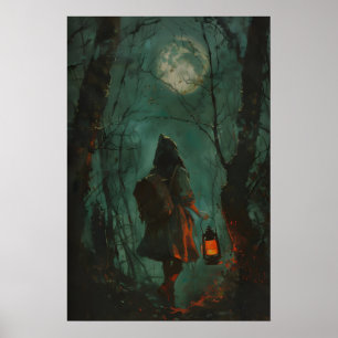 Impressão de Arte de Menina da Floresta Dark Cotta