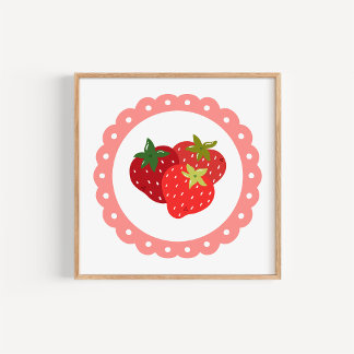 Impressão de Arte de Morango Coquette Desenhada à 