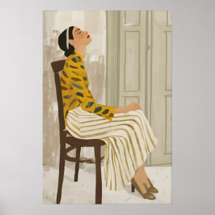 Impressão de Arte de Mulher Calma Minimalista Colo