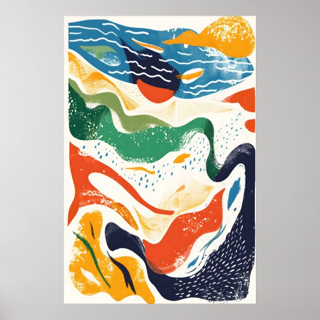 Impressão de Arte de Ondas do Oceano Abstrato Esti (Frente)
