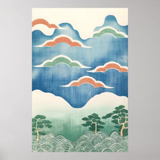 Impressão de Arte de Paisagem Japonesa Tradicional (Frente)