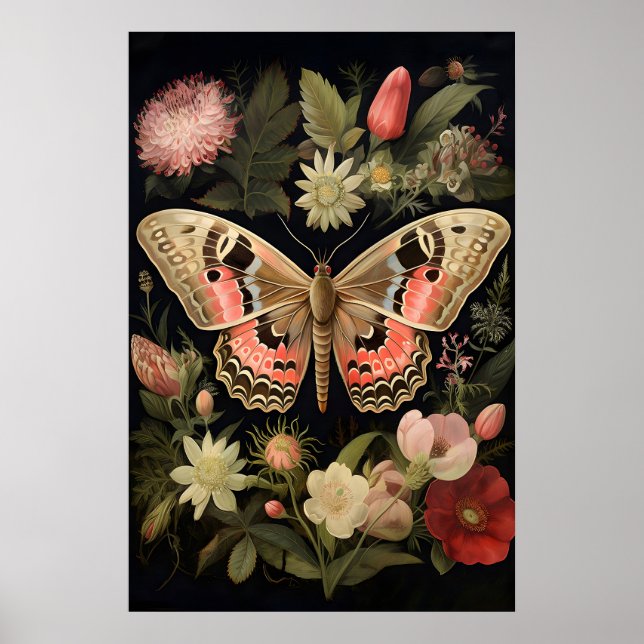 Impressão de Arte de Parede de Borboleta Botânica, (Frente)