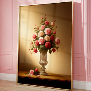 Impressão de Arte de Parede de Buquê de Rosa Vinta
