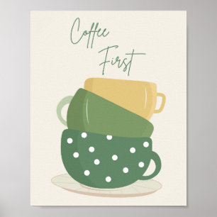 Impressão de Arte de Parede de Canecas Retro Boho