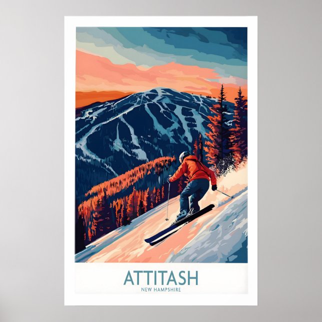 Impressão de Arte de Parede de Esqui Attitash 1 (Frente)