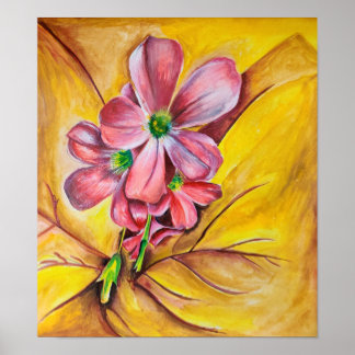 Impressão de Arte de Parede de Flor Rosa em Close 