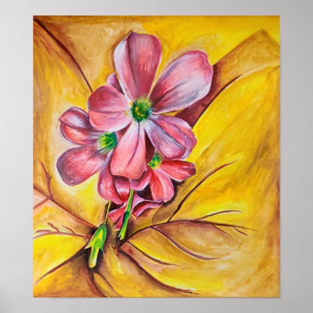 Impressão de Arte de Parede de Flor Rosa em Close  (Frente)