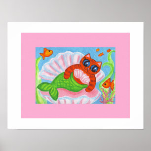 Impressão de Arte de Parede de Gata Sereia 