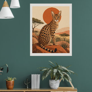 Impressão de Arte de Parede de Gato Savannah Boho 