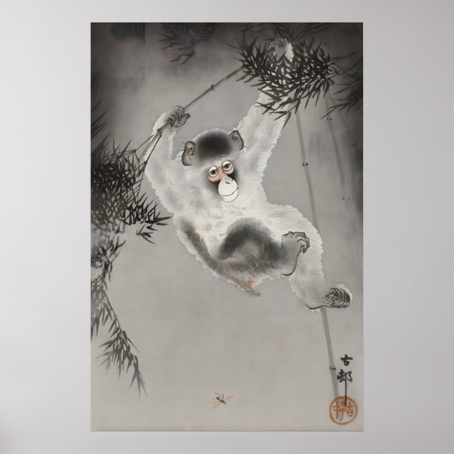 Impressão de Arte de Parede do Macaco Japonês Anim (Frente)