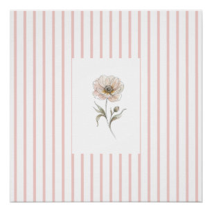 Impressão de Arte de Parede Listrada Rosa com Rosa