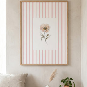 Impressão de Arte de Parede Listrada Rosa com Rosa
