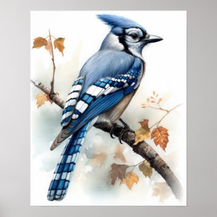 Impressão de Arte de Pássaro Azul