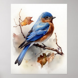 Impressão de Arte de Pássaro Bluebird Oriental