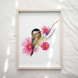 Impressão de Arte de Pássaro Chickadee
