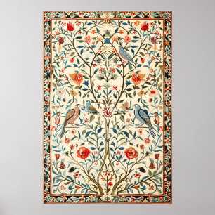 Impressão de Arte de Pássaros Florais Indianos Bot
