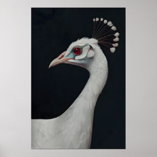 Impressão de Arte de Pavão Branco, Retrato de Anim