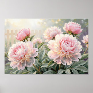 Impressão de Arte de Peônias Rosa – Óleo Floral El
