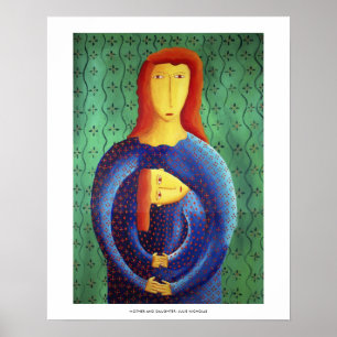 Impressão de Arte de Pintura de Mãe e Filha