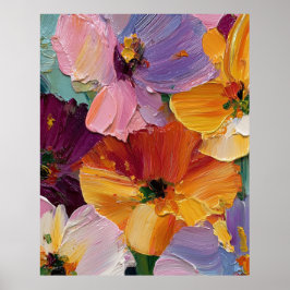 Impressão de Arte de Pintura Floral Impasto Vibran