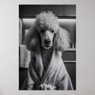 Impressão de Arte de Poodle em Robe de Banho, Banh