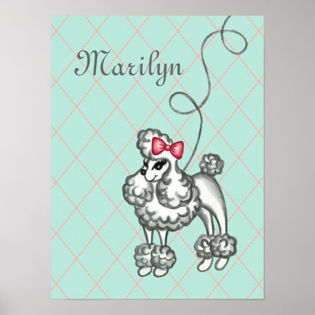 Impressão de Arte de Poodle Francês Personalizada (Frente)