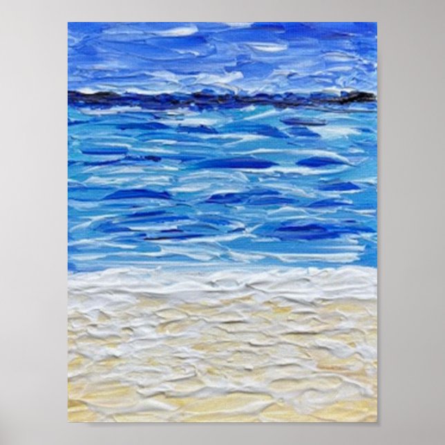 Impressão de Arte de Praia com Textura Azul  (Frente)