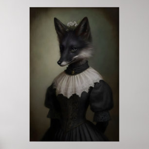 Impressão de Arte de Raposa Preta Gótica Academia 