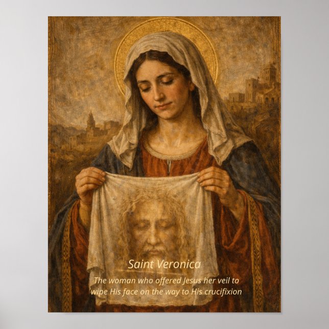 Impressão de Arte de Sta. Verônica - Santo Rosto d (Frente)