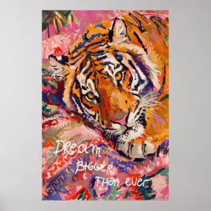 Impressão de Arte de Tigre Sonhe Maior - Colorido