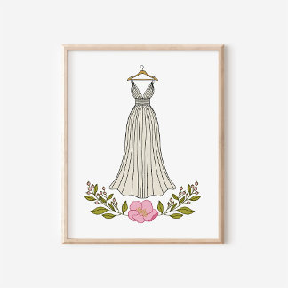 Impressão de arte de vestido de noiva etéreo desen