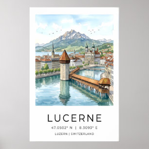 Impressão de Arte de Viagem em Lucerna Paisagem Ur