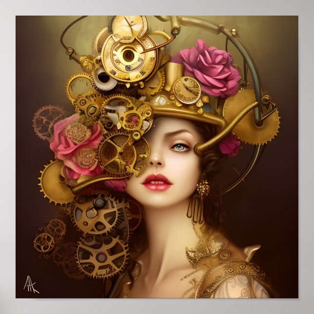 Impressão de Arte Digital Steampunk da Bela do our (Frente)