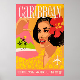 Impressão de Arte do Caribe Delta Airlines Cartaz 