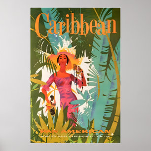 Impressão de Arte do Caribe Pan American Travel Po
