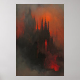 Impressão de Arte do Castelo Gótico Escuro do Drác