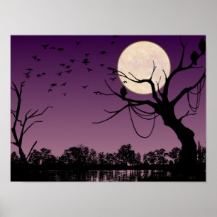 Impressão de Arte do Céu Noturno de Halloween — Po