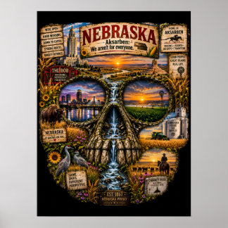 Impressão de Arte do Crânio de Nebraska | Estado d