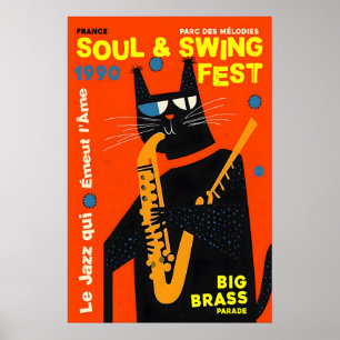 Impressão de Arte do Gato de Jazz 1990 Festival So