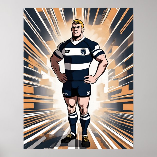Impressão de Arte do Jogador de Rugby (Frente)