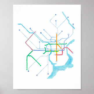 Impressão de Arte do Mapa da SEPTA de Filadélfia