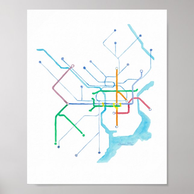 Impressão de Arte do Mapa da SEPTA de Filadélfia (Frente)