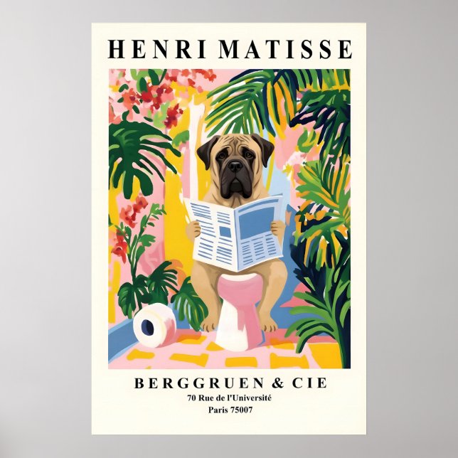 Impressão de Arte do Mastim Inglês - Cachorro Engr (Frente)