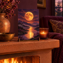 Impressão de Arte do Nascer da Lua Âmbar