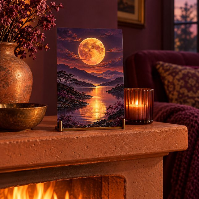Impressão de Arte do Nascer da Lua Âmbar (4 x 6 inch unframed semi-gloss print. Flat printed artwork. Styled scene; props not included.)