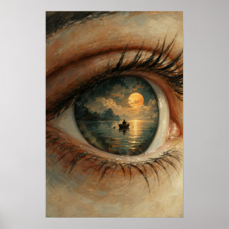 Impressão de Arte do Olho do Pôr do Sol Surrealist