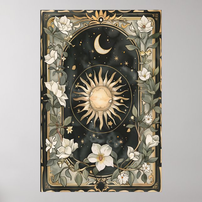 Impressão de Arte do Sol e da Lua Celestial Botâni (Frente)