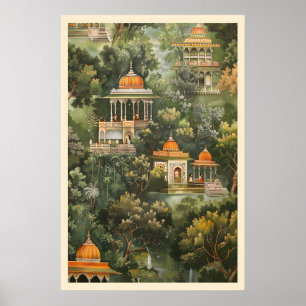 Impressão de Arte do Templo Pichwai Jardim Secreto